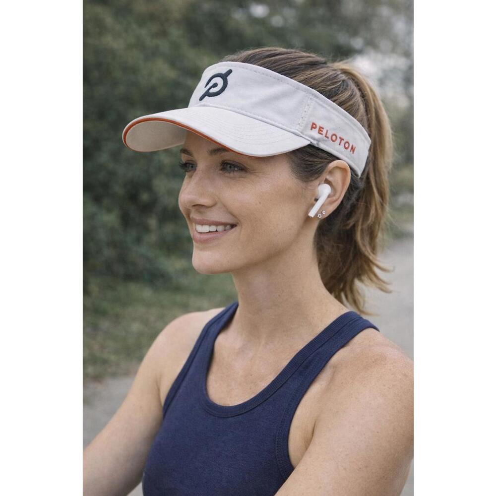 Peloton Performance Visor Hat White Orange Logo Athletic Running Tennis Golf